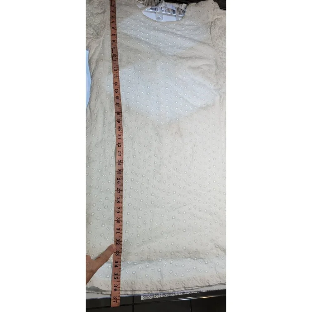 Free People Womens Apricot Rose Mini Dress Puff Sleeve Eyelet White Size XLarge - Picture 12 of 14
